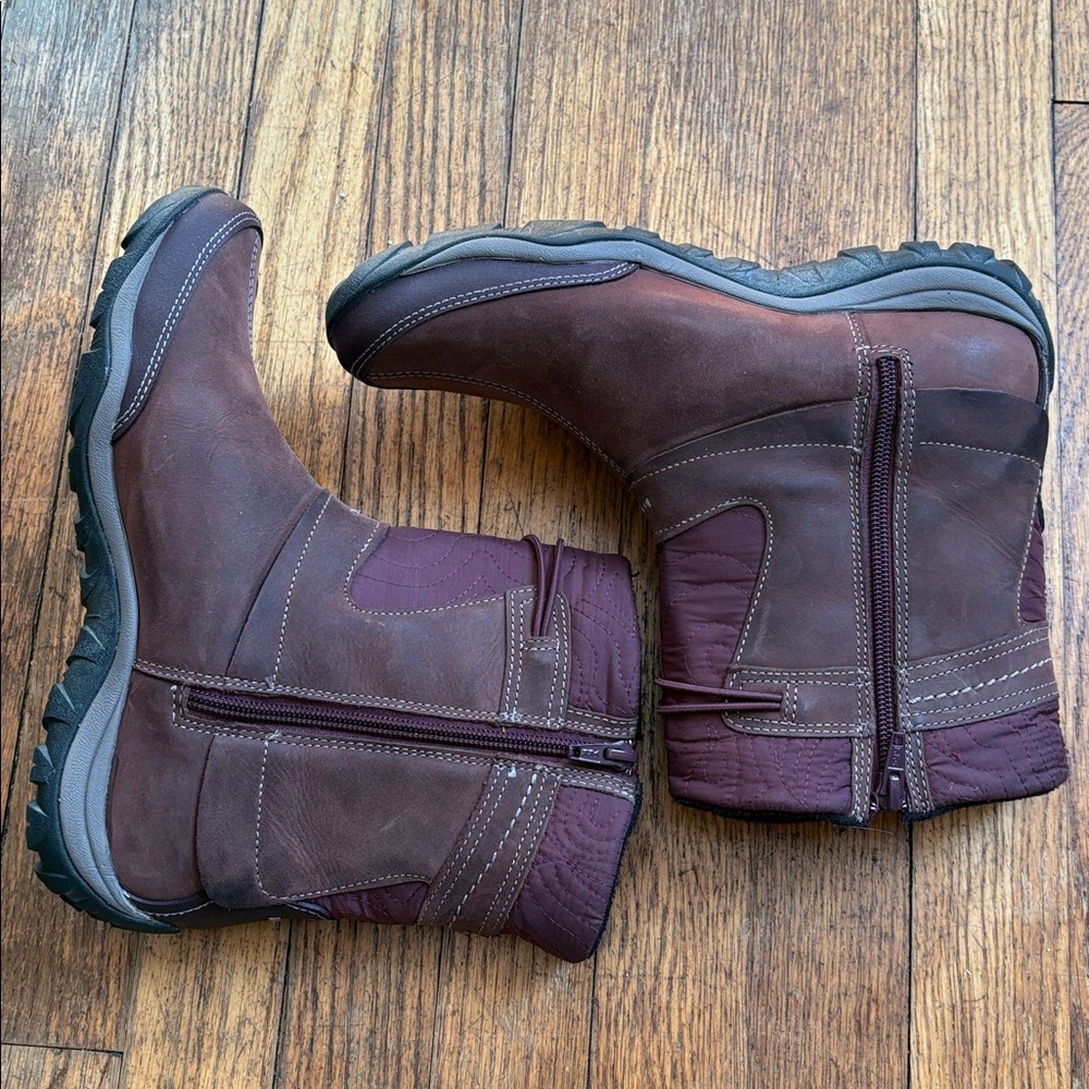 Merrell winter boots lined calf high pull on side zip burgundy 9 cabincore cozy - Picture 3 of 14